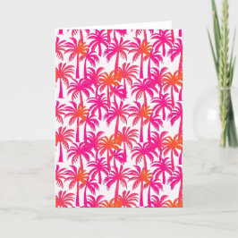 Neon Pink Orange Palm Tree Ibiza Dankeskarte