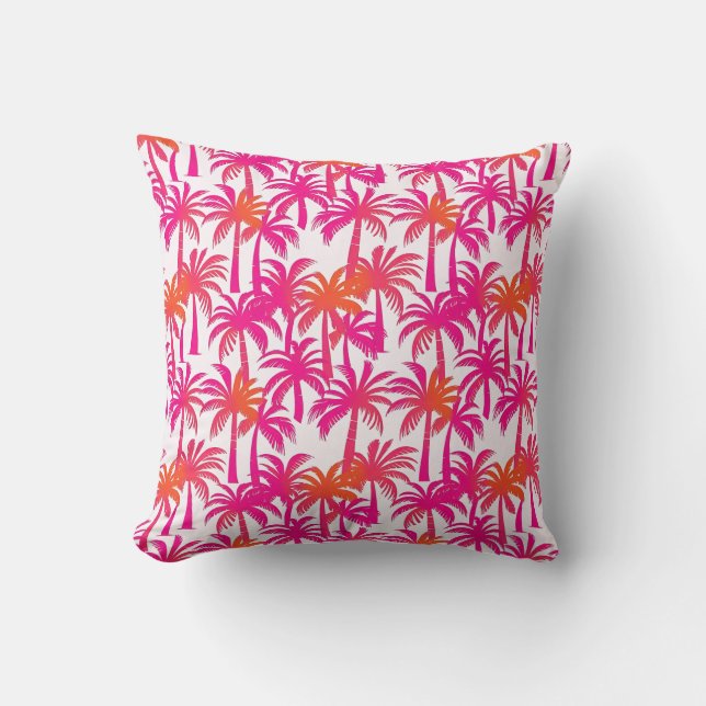 Neon Pink Orange Palm Tree Ibiza Kissen (Vorderseite)
