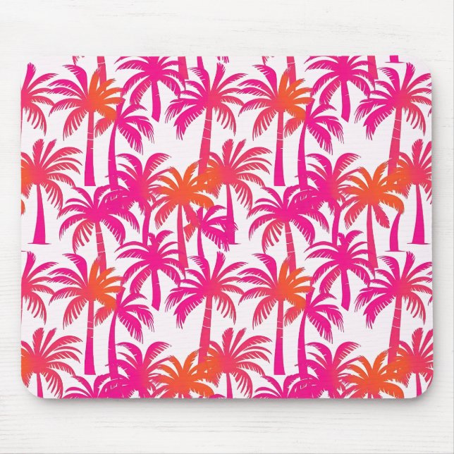 Neon Pink Orange Palm Tree Ibiza Mousepad (Vorne)