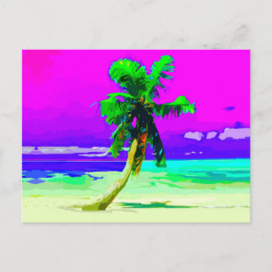 Neon Pink Palm Tree Paradise Postkarte