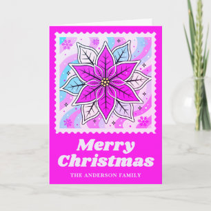 Neon Pink Poinsettia Christmas Postage Briefmarke Feiertagskarte
