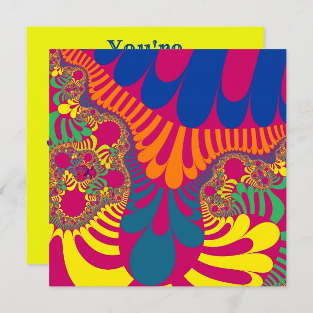 Neon Pink Rainbow Mod Einladung (Vorne/Hinten)