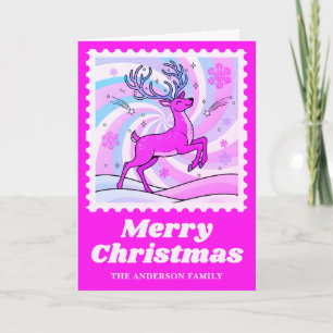 Neon Pink Reindeer Christmas Postage Briefmarke Feiertagskarte
