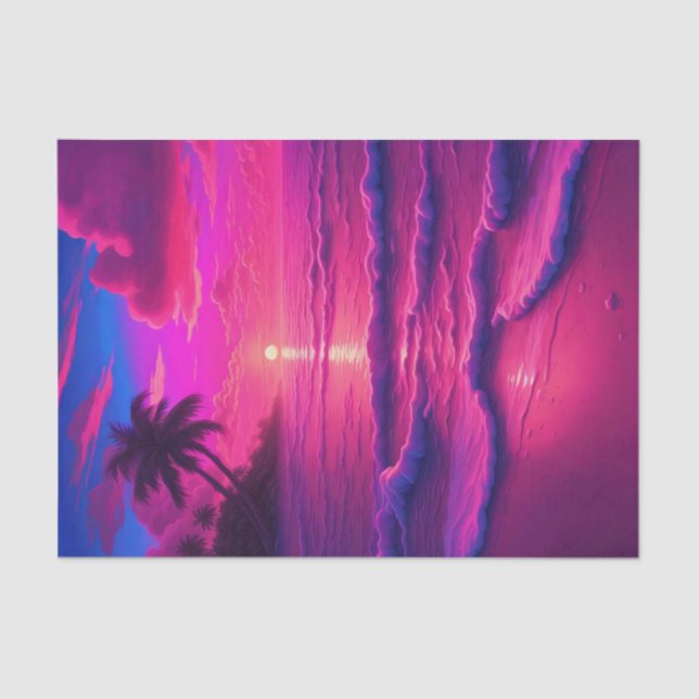 Neon Pink Sandy Beach Decoupage | Lebhaft tropisch Seidenpapier (Vorderseite)