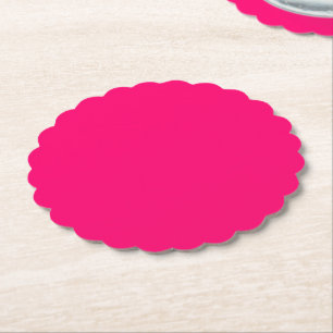 Neon Pink Scalloped Paper Untersetzer - Anpassbar