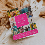 Neon pink schlichter Geburtstag 10 Foto Collage Gr Karte<br><div class="desc">Modernes neonrosa Geburtstagslachs pink10 Foto Collage Grid mit bearbeitbaren Farben und moderne Typografie.</div>