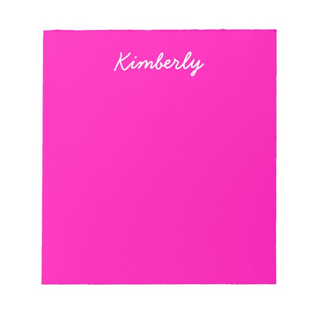 Neon Pink Solid Color Anpassen Notizblock (Vorderseite)
