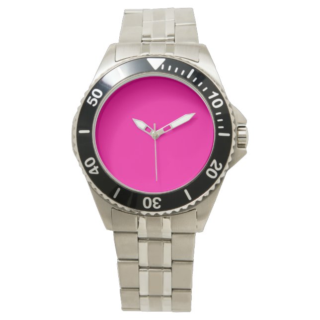 Neon Pink Solid Color Armbanduhr (Vorderseite)