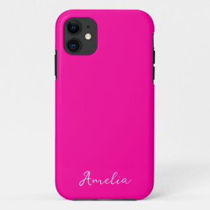 Neon Pink Solid Color individuelle Name Case-Mate iPhone Hülle