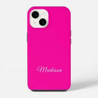 Neon Pink Solid Color Individuelle Name iPhone 14 Hülle