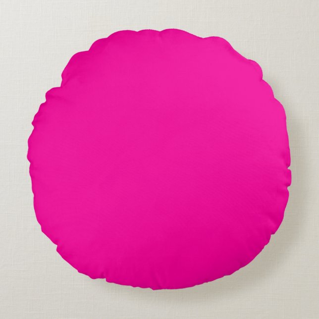 Neon Pink Solid Color Rundes Kissen (Vorderseite)
