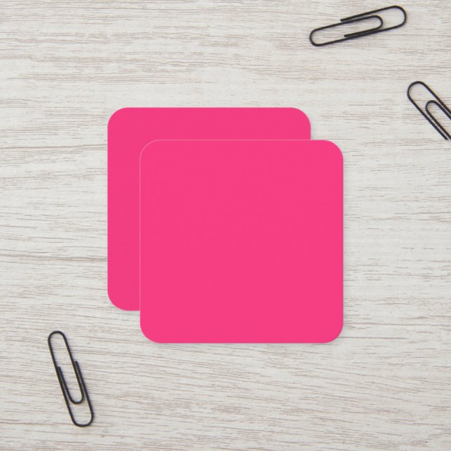 Neon Pink Square Business Card Quadratische Visitenkarte (Vorderseite/Rückseite Beispiel)