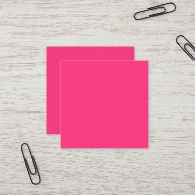 Neon Pink Square Business Card Quadratische Visitenkarte (Vorderseite/Rückseite Beispiel)