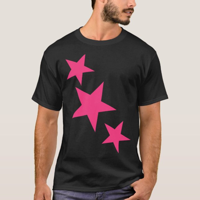 Neon Pink Star Print T Shirt (Vorderseite)