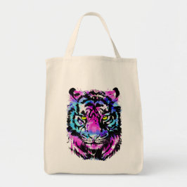 Neon Pink Tiger Head - Tiger Tragetasche