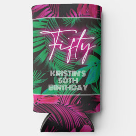 Neon Pink Tropical 50. Geburtstag Selters Dosenkühler