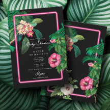 Neon Pink Tropical Botanicals Baby Dusche