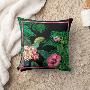 Neon Pink Tropical Botanicals Kissen