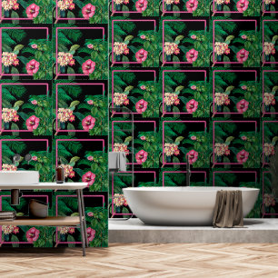 Neon Pink Tropical Botanicals Tapete