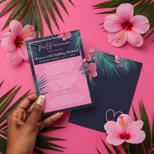 Neon Pink Tropical Destination Geburtstagsreise Einladung