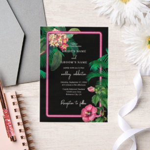 Neon Pink Tropical Retro Botanicals Hochzeit