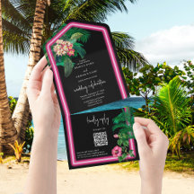 Neon Pink Tropical Retro Botanicals Hochzeit