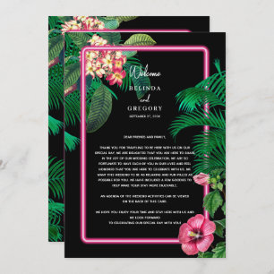 Neon Pink Tropical Retro Hochzeitsreise Programm