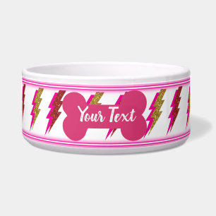 Neon Pink und Gold Blitz Fett Glitzer Pet Bowl Napf