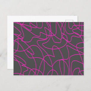 Neon Pink und Grau Line Art Postkarte