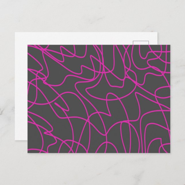 Neon Pink und Grau Line Art Postkarte (Vorne/Hinten)