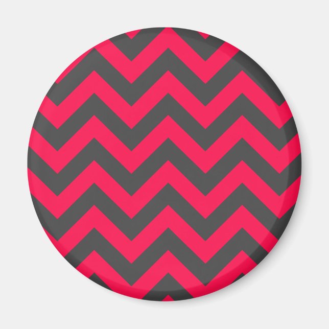 Neon Pink und Grau Zickzack Muster Magnet (Vorne)