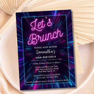 Neon Pink und Schwarz Lass uns Brunchen Jede Party Einladung