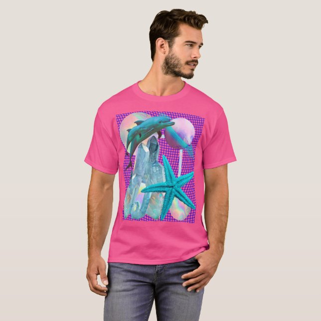 Neon Pink Vaporwave/Seapunk Ästhetik, Dolphin T-Shirt (Vorne ganz)