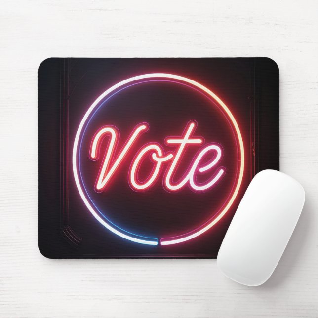 Neon Pink Vote-Zeichen auf schwarz Mousepad (Mit Mouse)