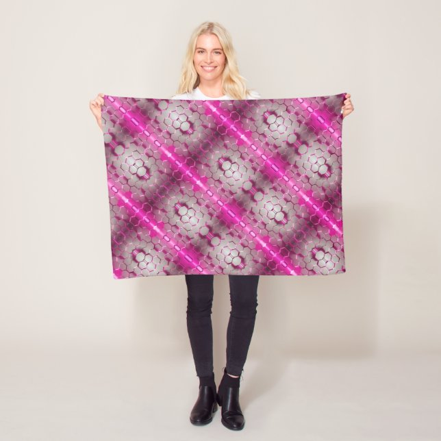 Neon-Pink-Waben-Gitter-Decke Fleecedecke (Beispiel)