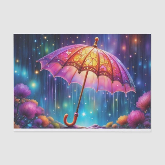 Neon Pink Whimsical Umbrella Decoupage Papier (Vorderseite)