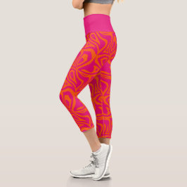 Neon Pink Zebra Streifen Frauen Capris Leggings
