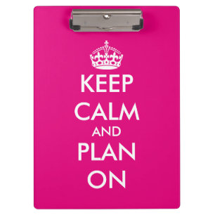 Neon-pinke Keep-calm-Hochzeitsplanungs-Clip-Mappe Klemmbrett