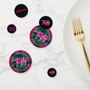 Neon Pinker Tropischer 50. Geburtstag Konfetti