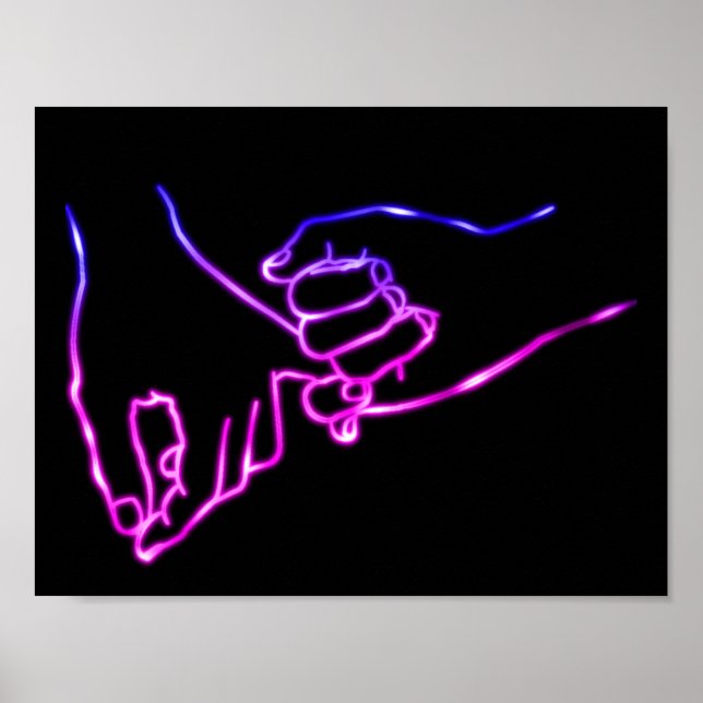 Neon Pinky Versprechen Minimallinie Niedlich Einfa Poster (Vorne)