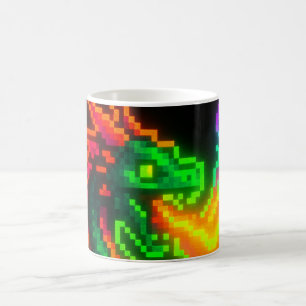 Neon Pixel Dragon - Retro Arcade Flame Design Kaffeetasse