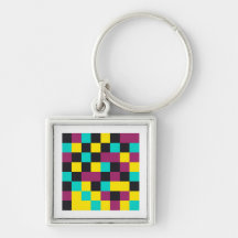Neon-Pixel-Muster-Schlüsselanhänger
