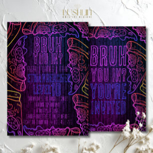 Neon-Pizza-Geburtstagsfeier Glow Party Pizza Party Einladung