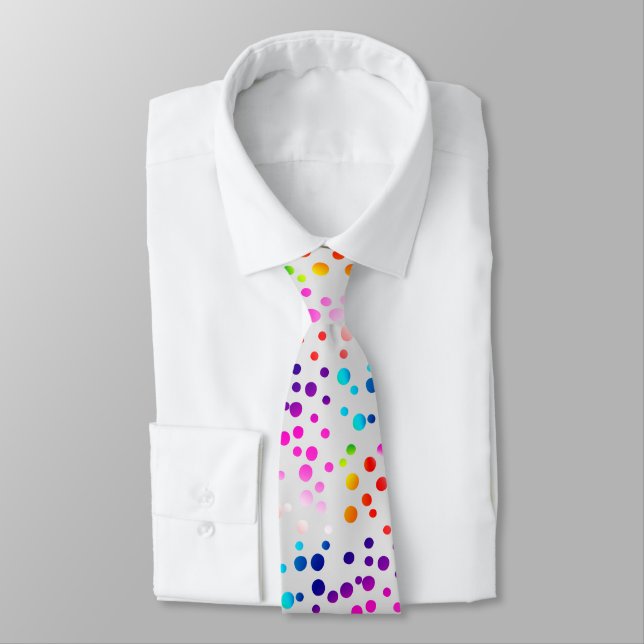 Neon Polka Dots auf Silver Gray Krawatte (Gebunden)