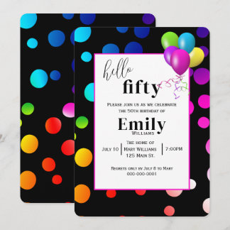 Neon Polka Dots für 50. Geburtstagsparty Einladung