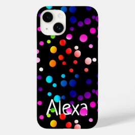 Neon Polka Dots mit Namen Case-Mate iPhone 14 Hülle