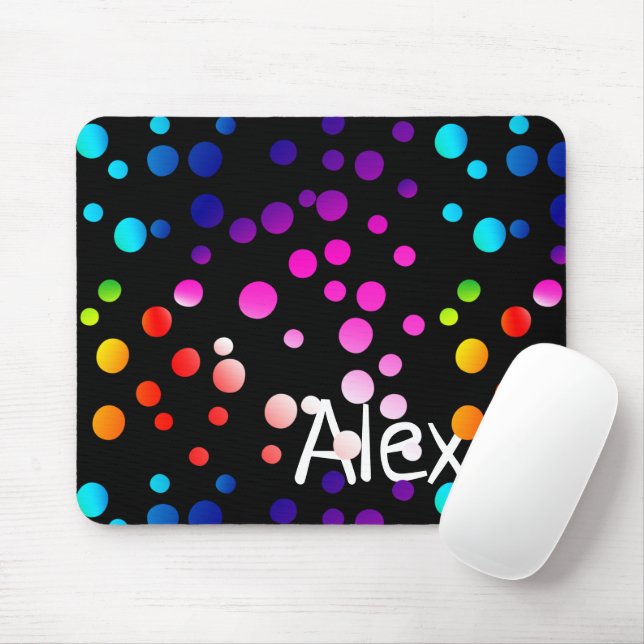 Neon Polka Dots mit Namen Mousepad (Mit Mouse)