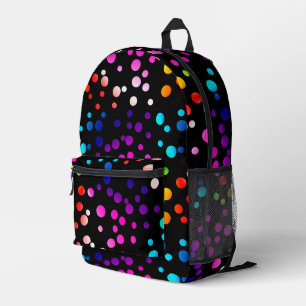 Neon Polka Dotson Black Bedruckter Rucksack