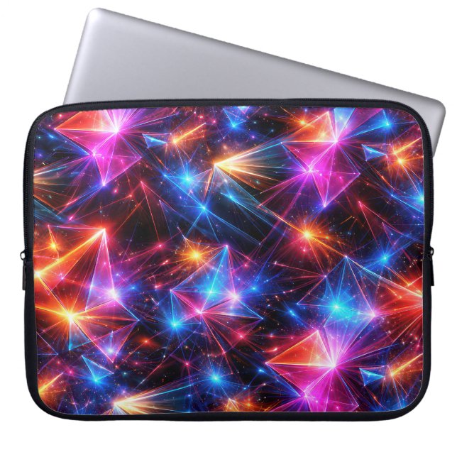 Neon-Polygon-Abstrakt mit Explosionen Laptopschutzhülle (Vorderseite)