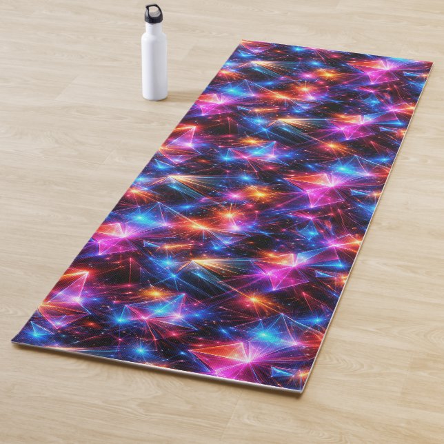 Neon-Polygon-Abstraktion mit Explosionen Yogamatte (Beispiel)